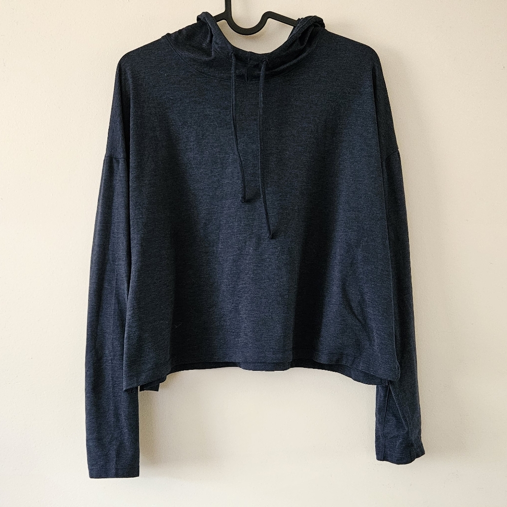 girlfriend collective Navy Heather Cropped Hoodie